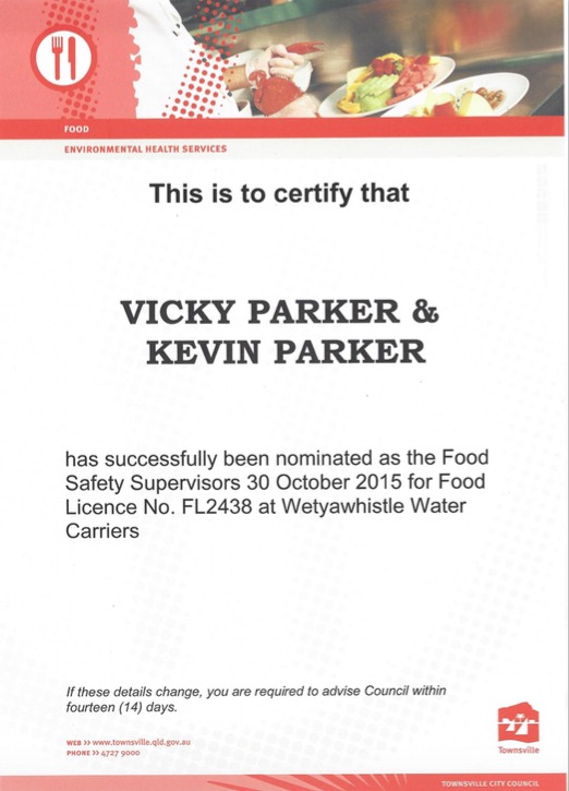 Food safety supervisor certificate